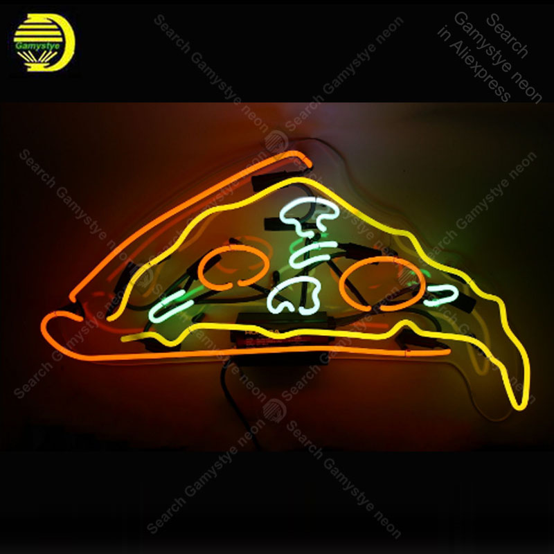 새로운 피자 슬라이스 네온 사인 리얼 글라스 맥주 바 펍 로그인 라이트 사인 매장 디스플레이 광고 조명 아트 장식 램프 도매